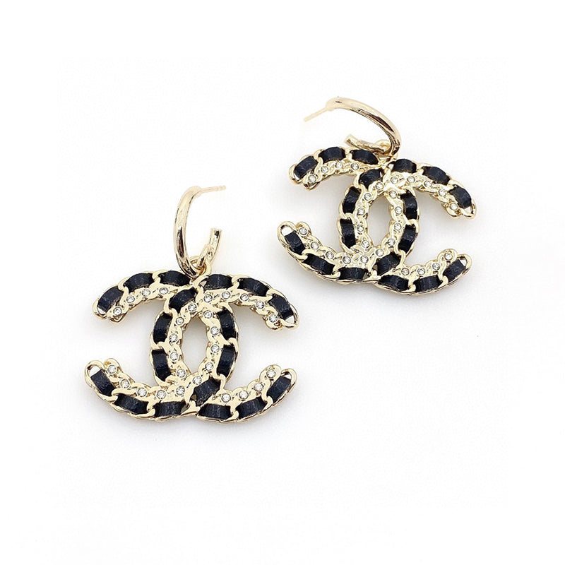 Chanel Leather 18K Gold Earrings