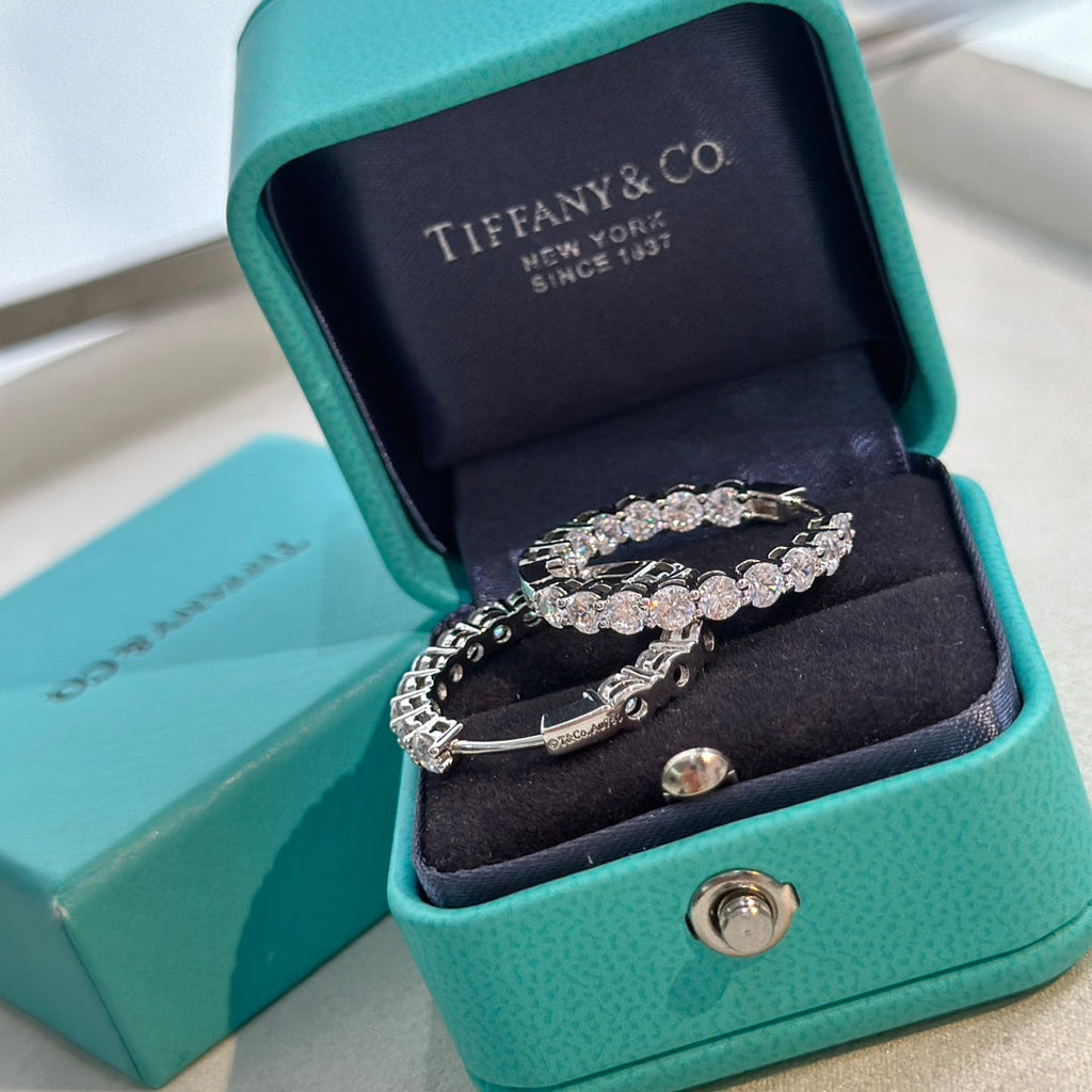 Tiffany Hoop Diamonds 18K Gold Earrings