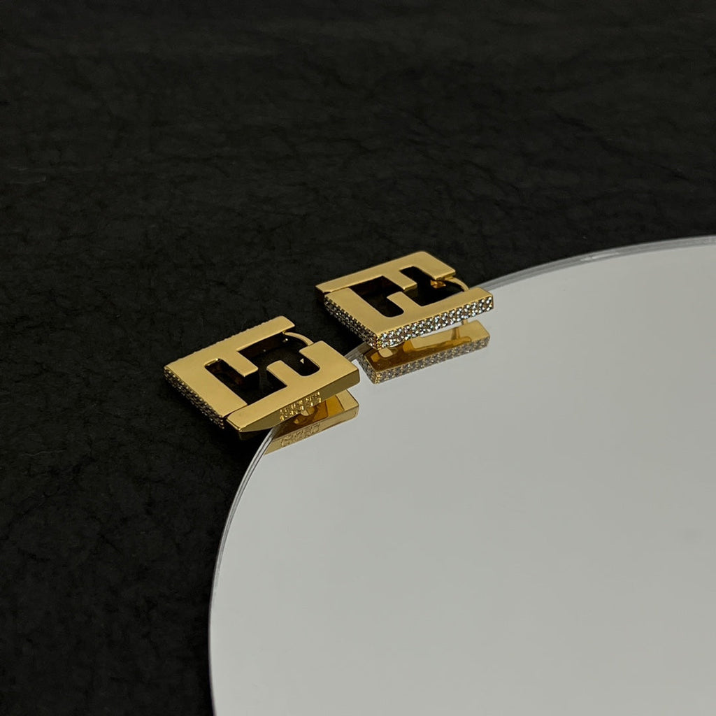 Fendi Forever Crystals 18K Gold Earrings