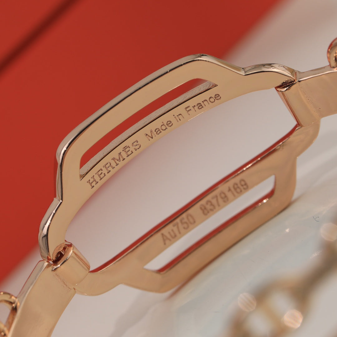 Hermes Kelly Double Tour Diamond 18K Gold Bracelet