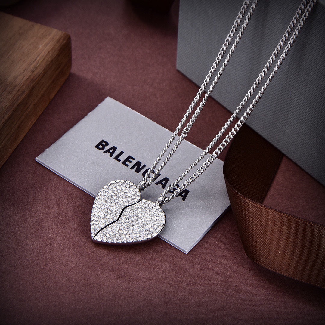 Balenciaga Lovelock Set Of Two Silver-tone Crystal 18K Gold Necklace
