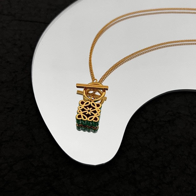 LOEWE Anagram Pendant 18K Gold Necklace