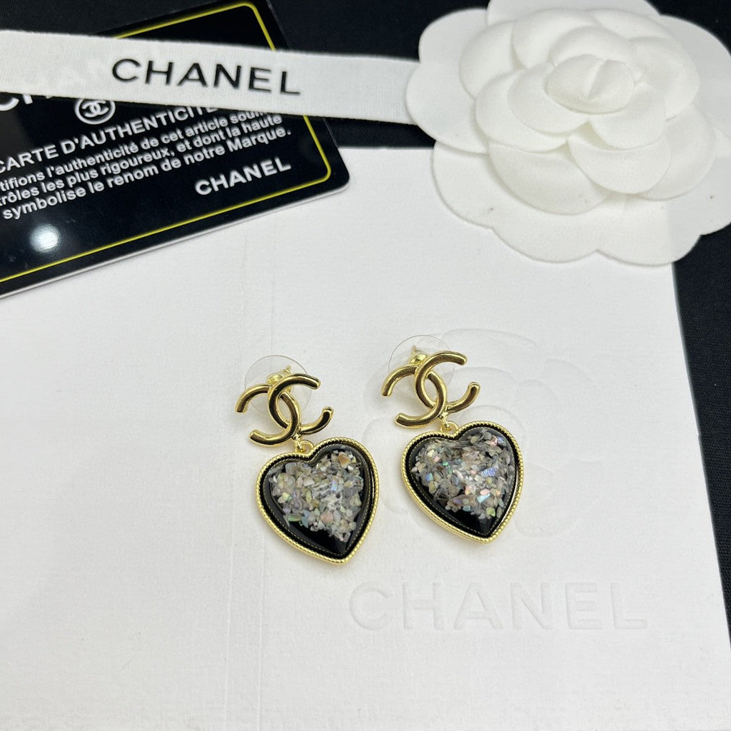 Chanel Multi-Color Crystals Heart 18K Gold Earrings