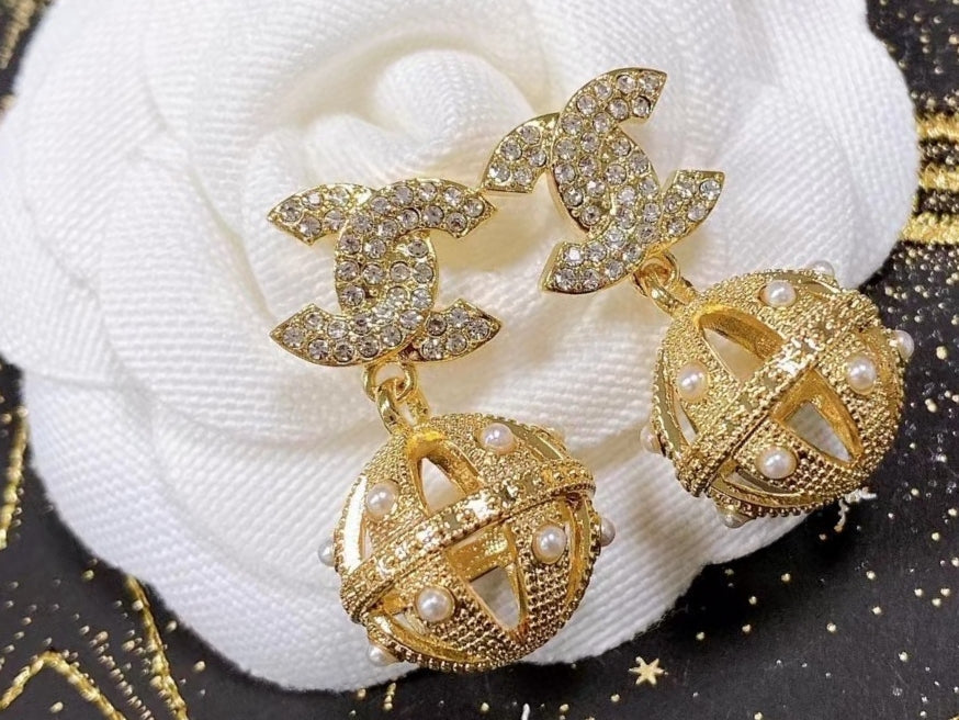 Chanel Ball Drop 18K Gold Earrings