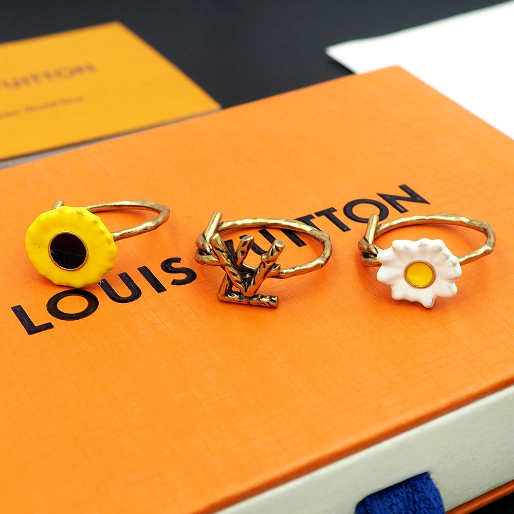 Louis Vuitton Gardening Set of Three 18K Gold Ring