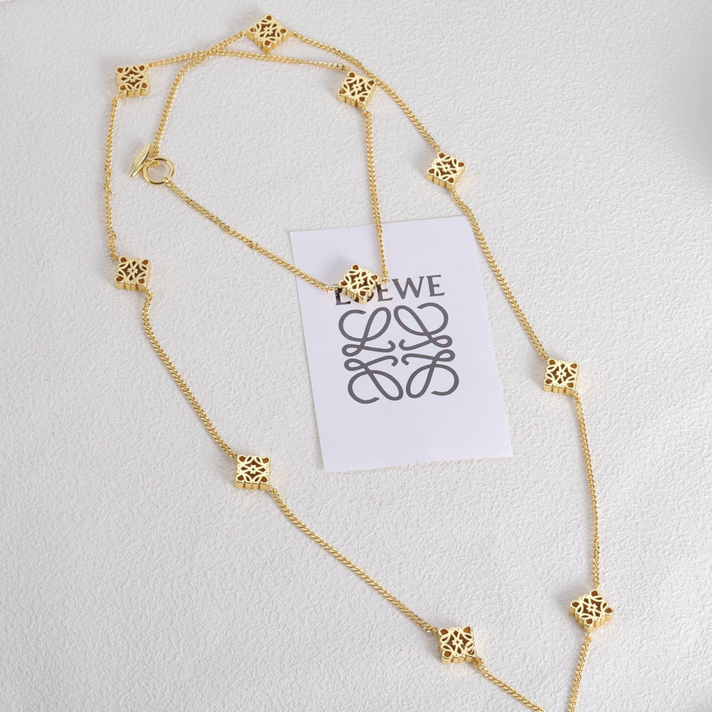 LOEWE Anagram Long 18K Gold Necklace