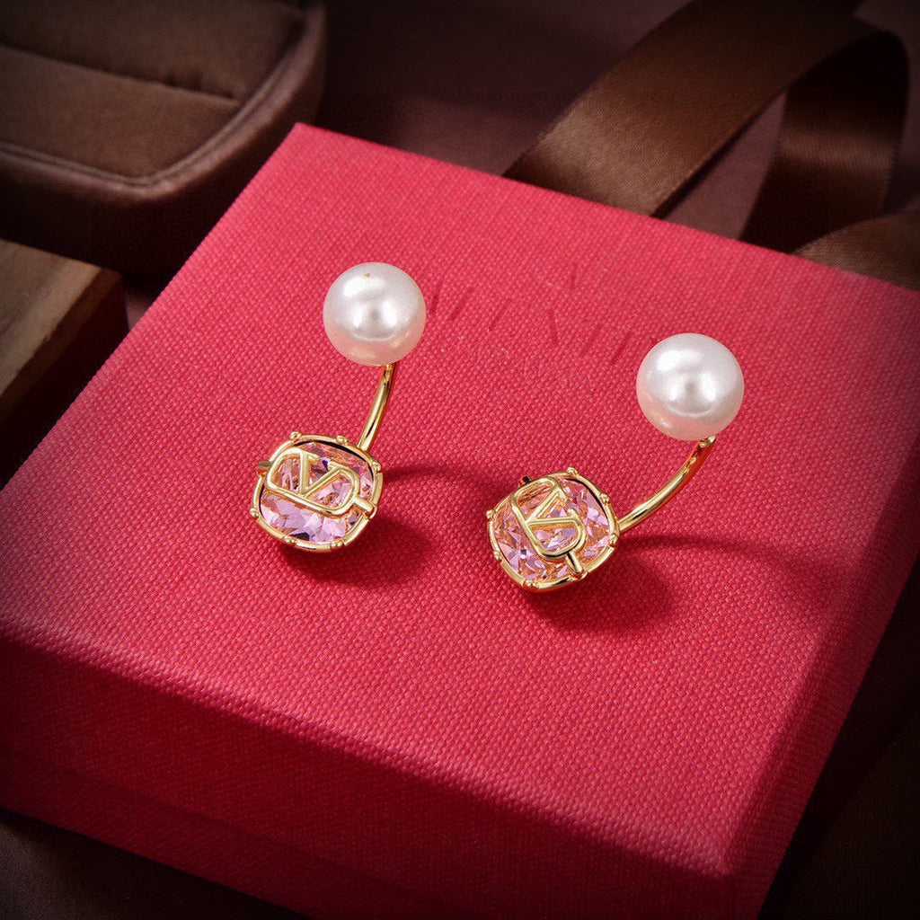 Valentino Crystal 18K Gold Earrings