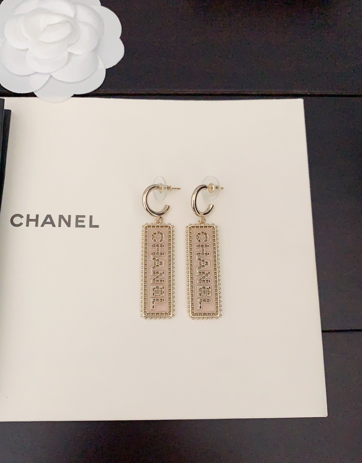 Chanel Typo Drop 18K Gold Earrings