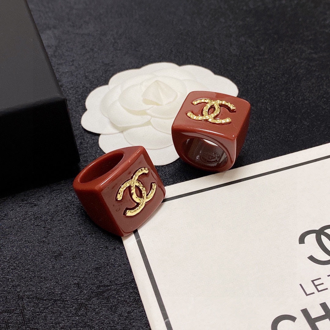 Chanel Vintage Red 18K Gold Ring