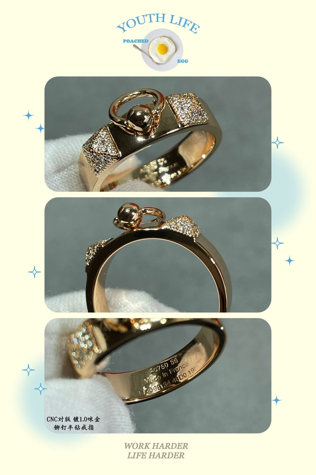 Hermes Collier De Chien Lock Diamonds 18K Gold Ring