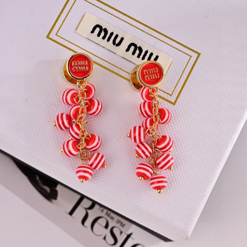 Miu Blue & Pink Ball 18K Gold Earrings