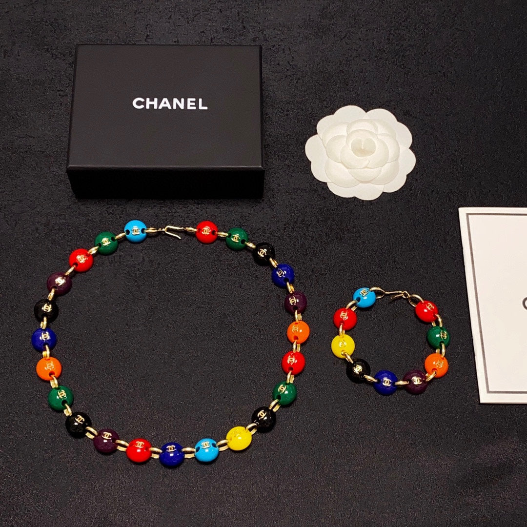 Chanel Color Beads 18K Gold Necklace