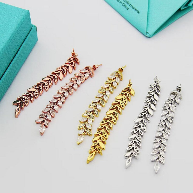 Tiffany Victoria Diamond Vine Drop 18K Gold Earrings