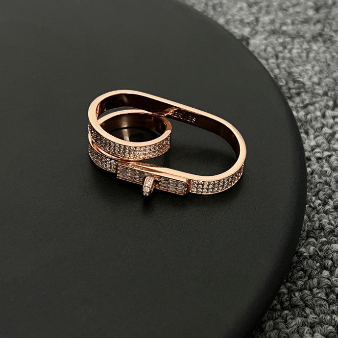 Hermes Kelly Gavroche Double 18K Gold Ring