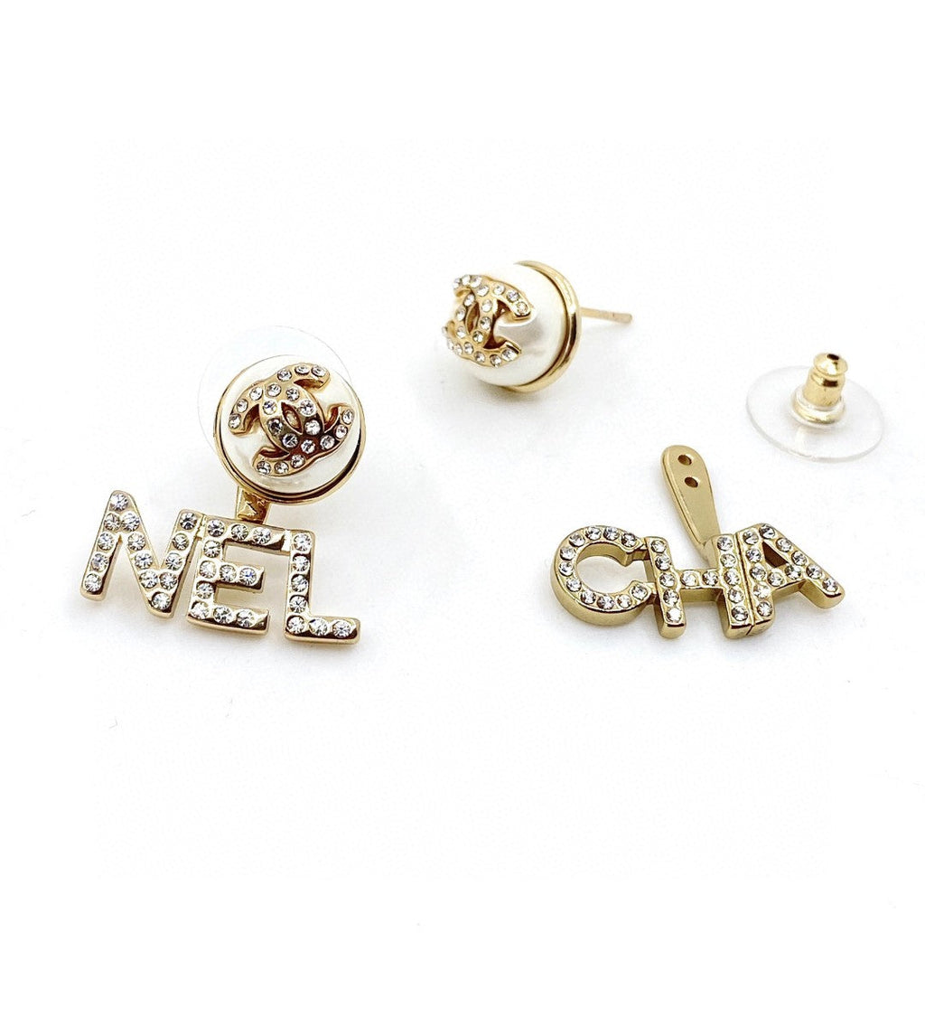 Chanel Diamonds Script 18K Gold Earrings