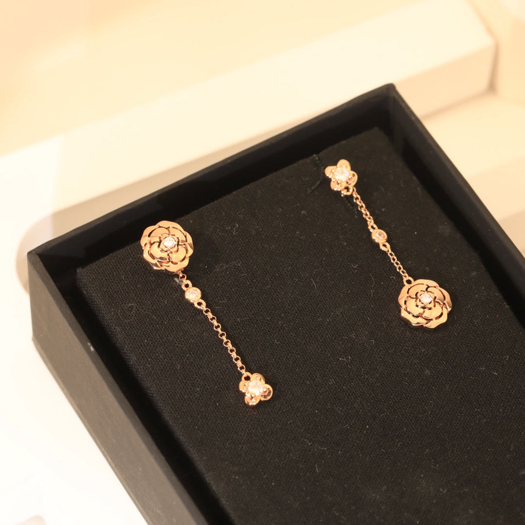 Chanel Camellia 18K Gold Earrings