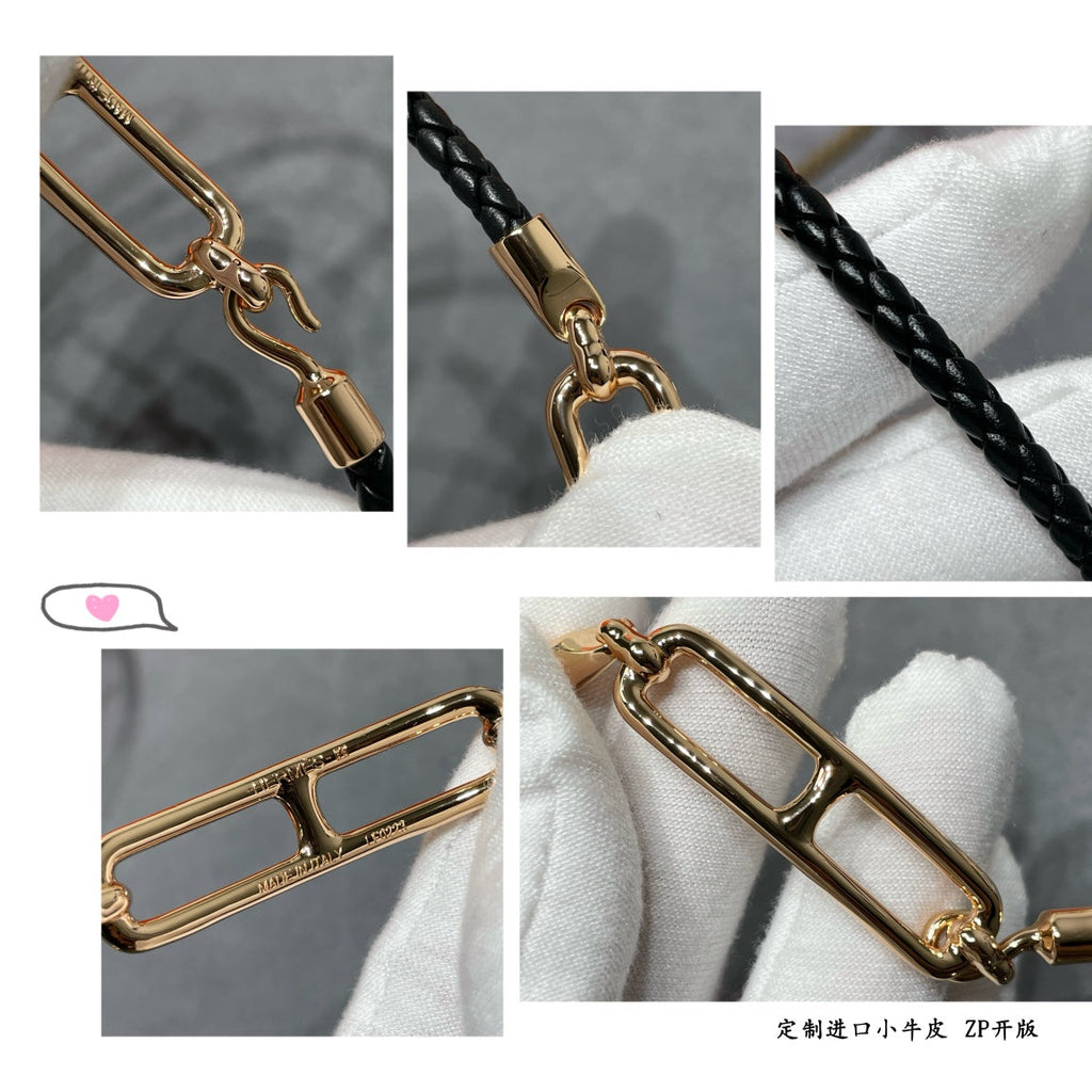 Hermes Roulis Double Tour Black 18K Gold Bracelet
