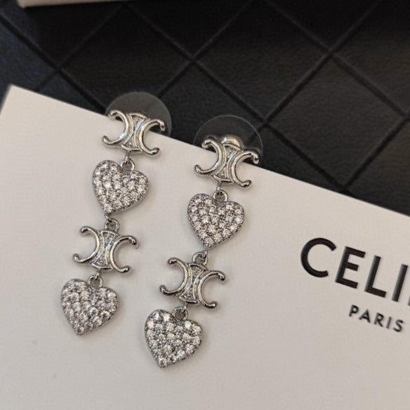 Celine Heart Pendant 18K Gold Earrings