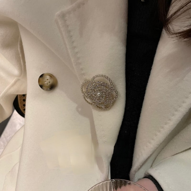 Chanel Camellia Pearl 18K Gold Brooch