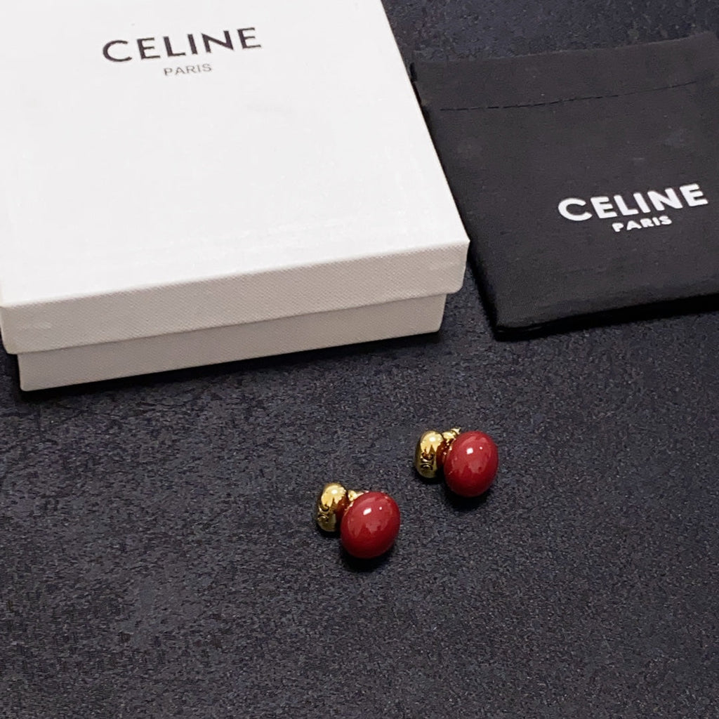 Celine Red 18K Gold Earrings