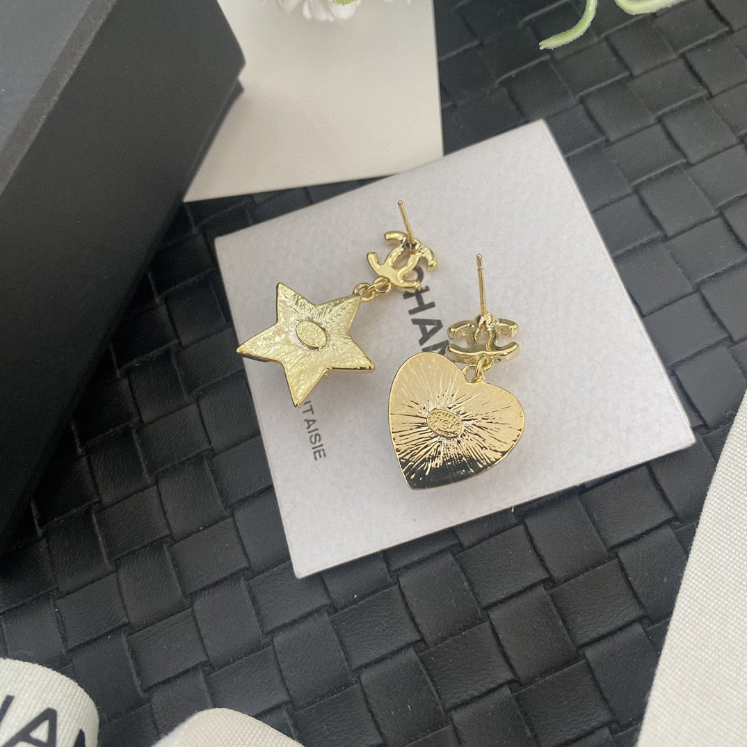 Chanel Heart & Star 18K Gold Earrings