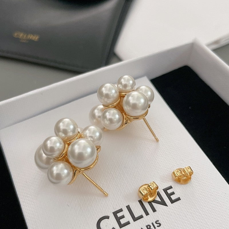 Celine Pearls Gold 18K Gold Earrings