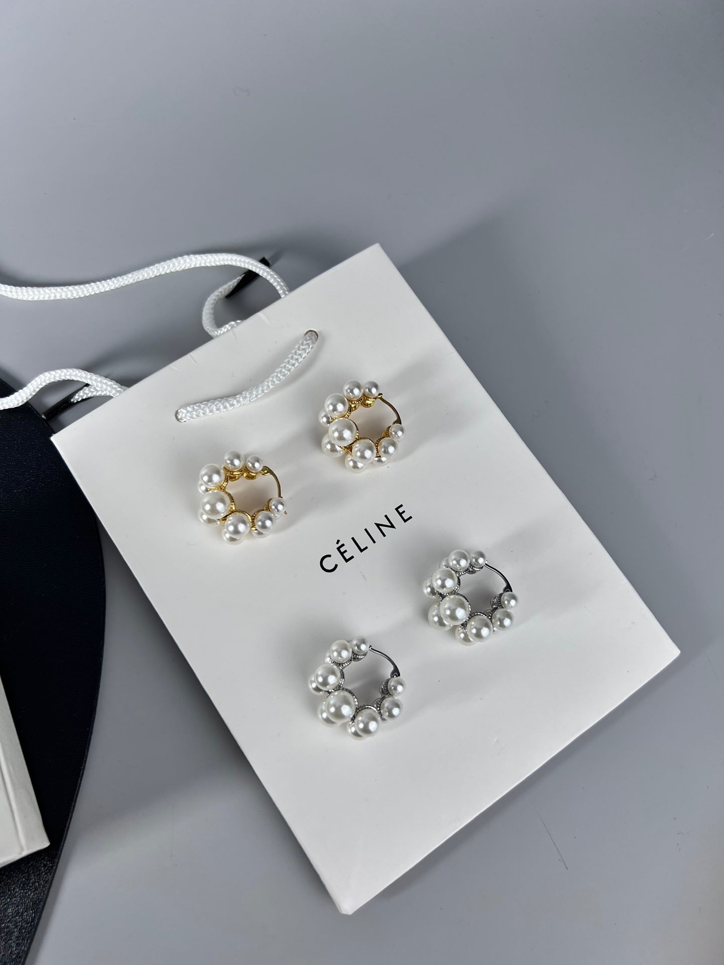 Celine Two-Rows Pearl 18K Gold Earrings