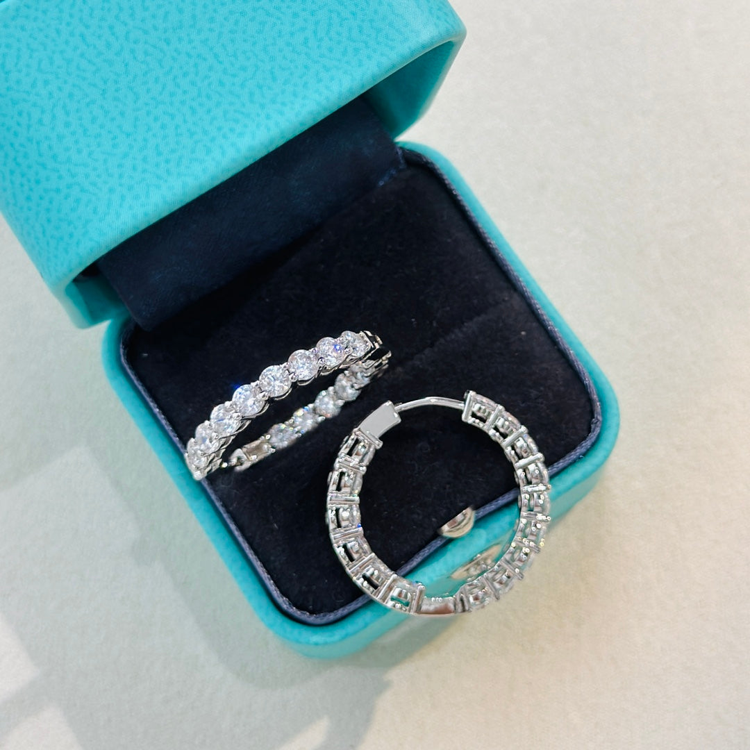 Tiffany Hoop Diamonds 18K Gold Earrings