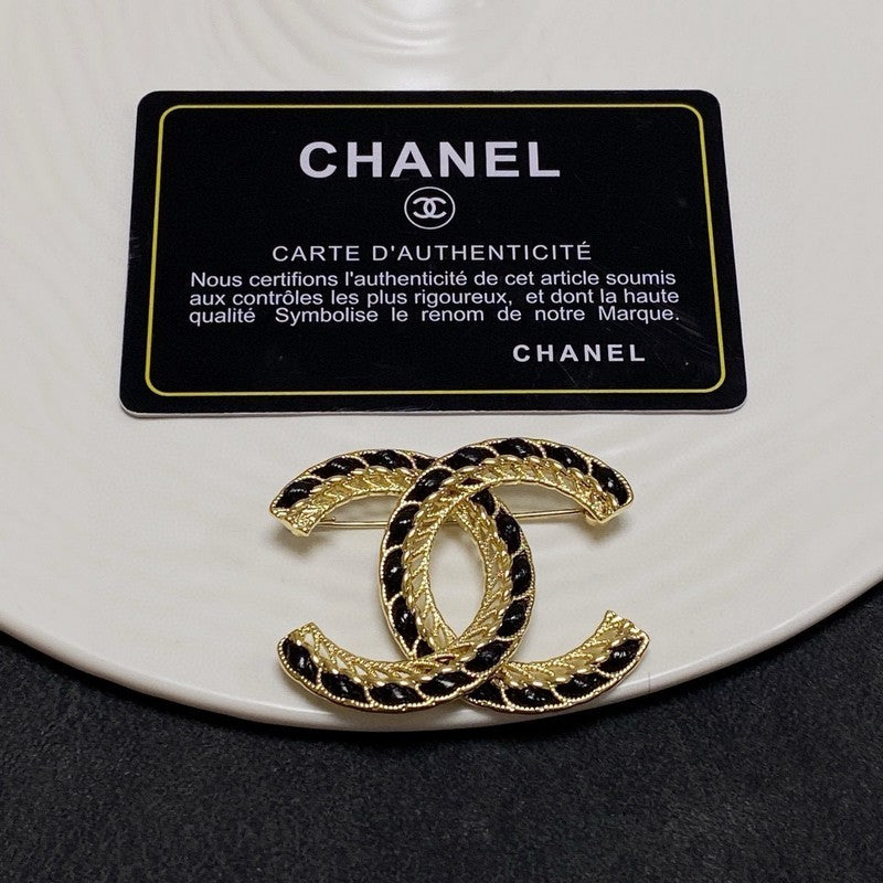Chanel Leather Gold 18K Gold Brooch