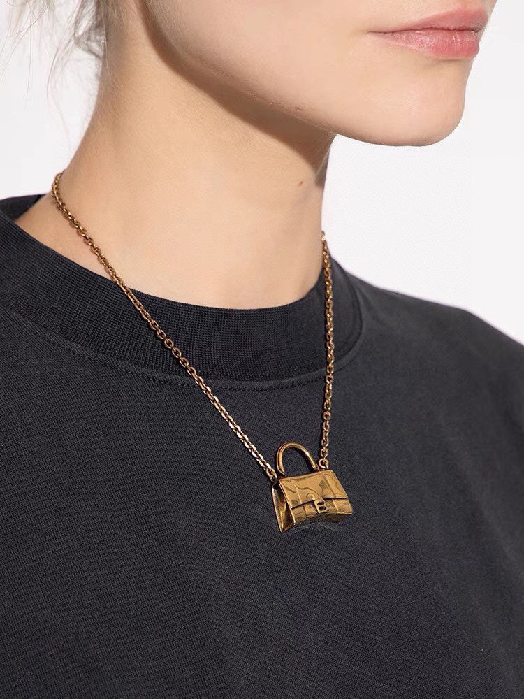 Balenciaga Hourglass Bag 18K Gold Necklace