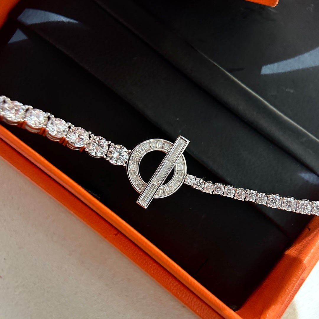 Hermes Finesse Link Diamond 18K Gold Bracelet