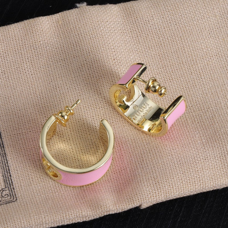 Gucci Double Color Enamel 18K Gold Earrings