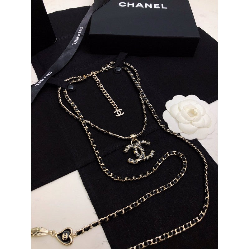 Chanel Long Leather 18K Gold Necklace