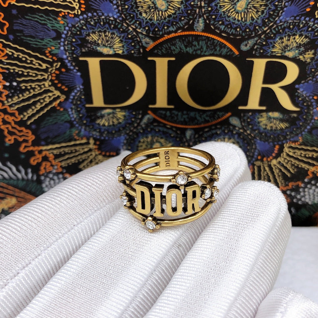 Dior Vintage Crystals 18K Gold Ring
