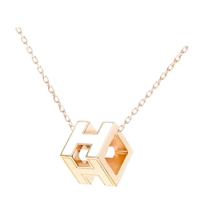 Hermes Cage D'H White 18K Gold Necklace