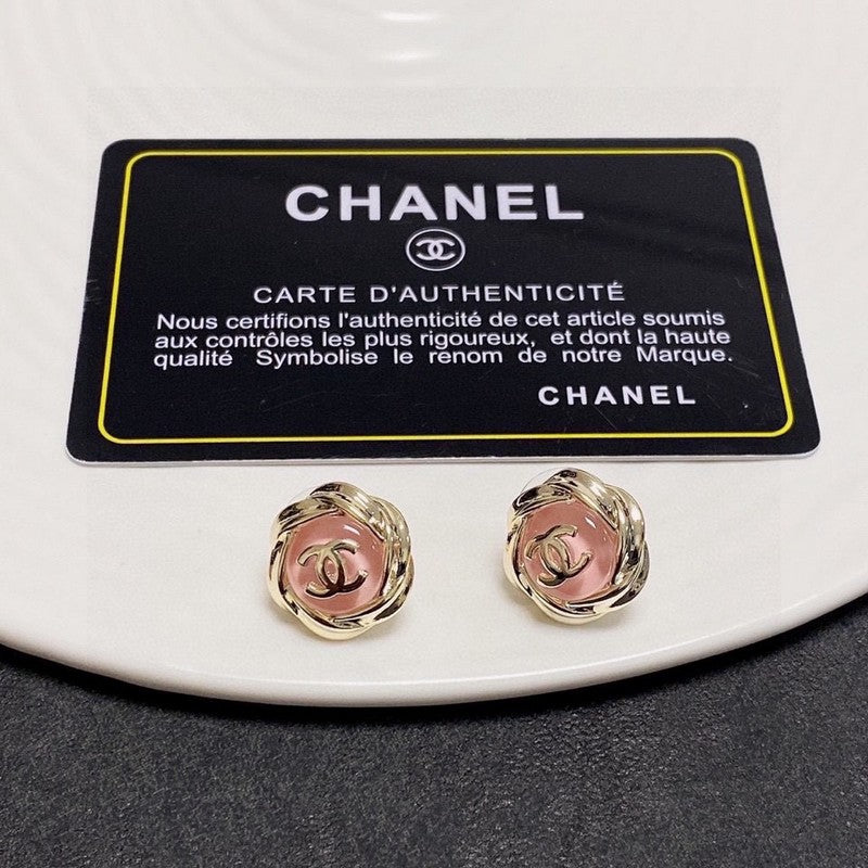 Chanel Pink 18K Gold Earrings