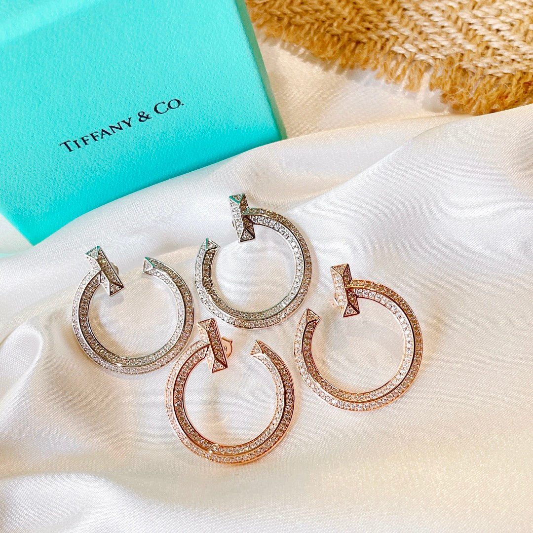 Tiffany T1 Open Hoop 18K White Gold Earrings