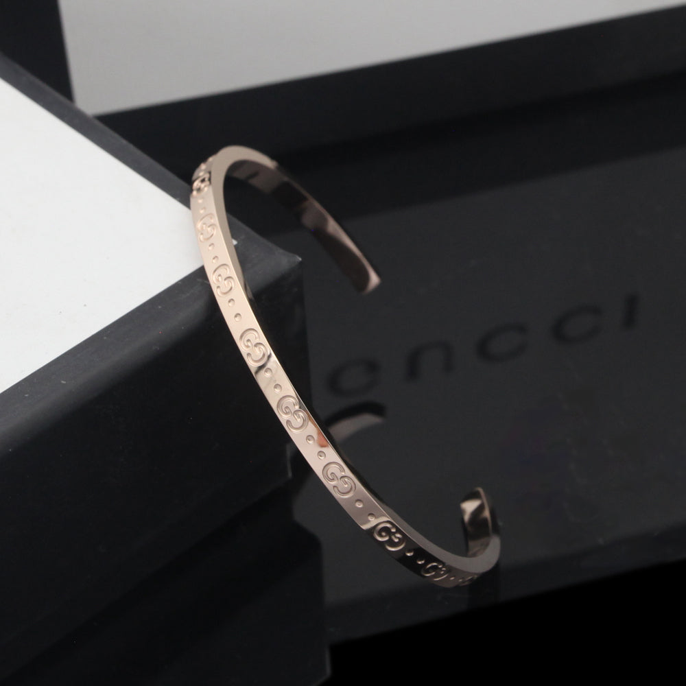 Gucci Double Icon Open Cuff 18K Gold Bracelet