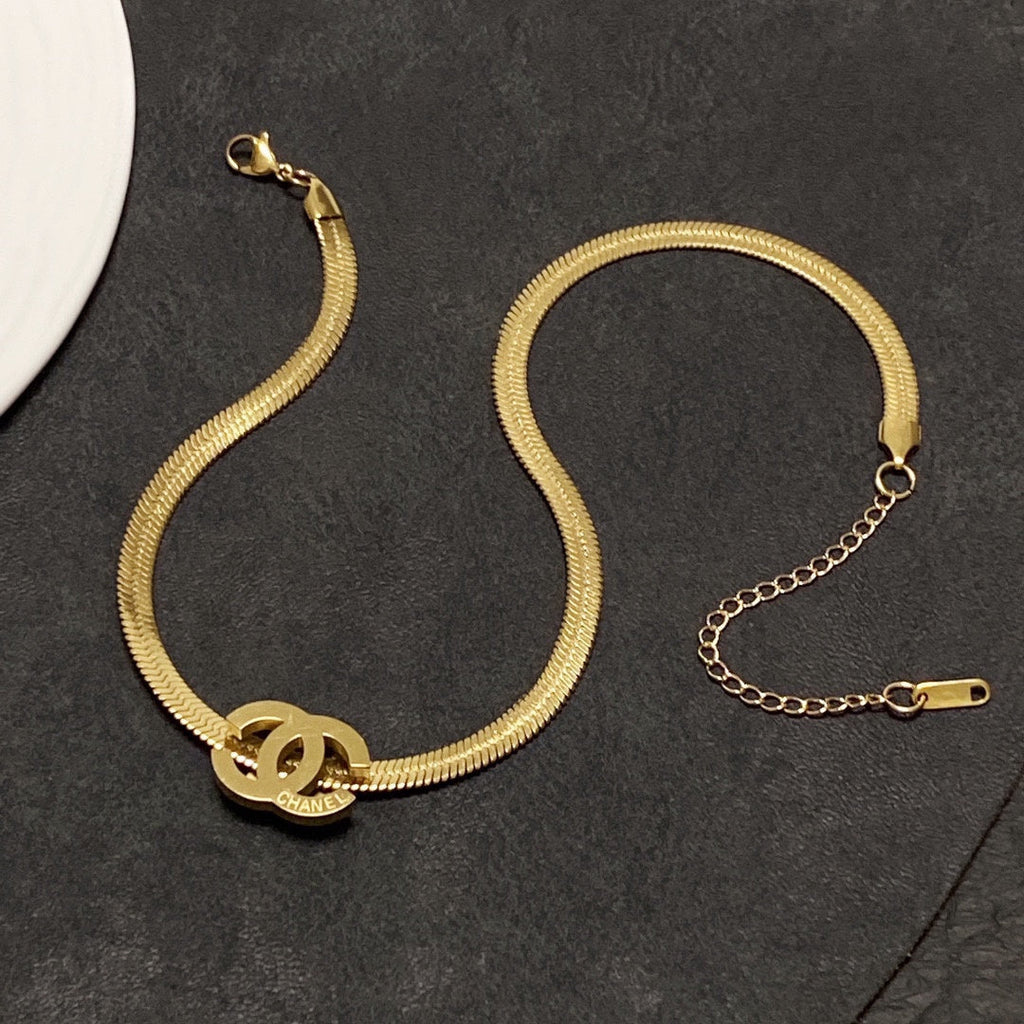 Chanel Gold Chain Choker 18K Gold Necklace