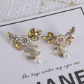 Chanel Flower Crystals 18K Gold Earrings