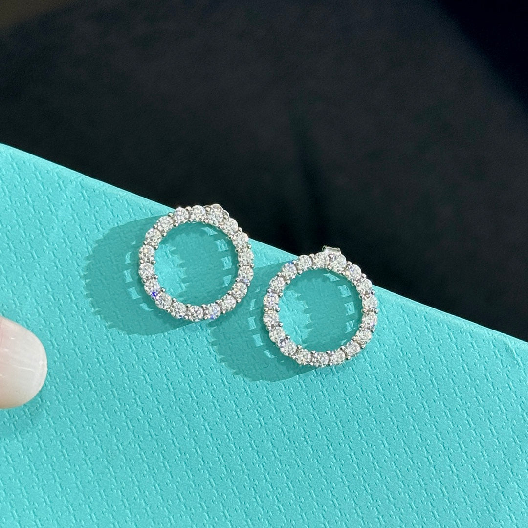 Tiffany Circle Diamonds 18K Gold Earrings