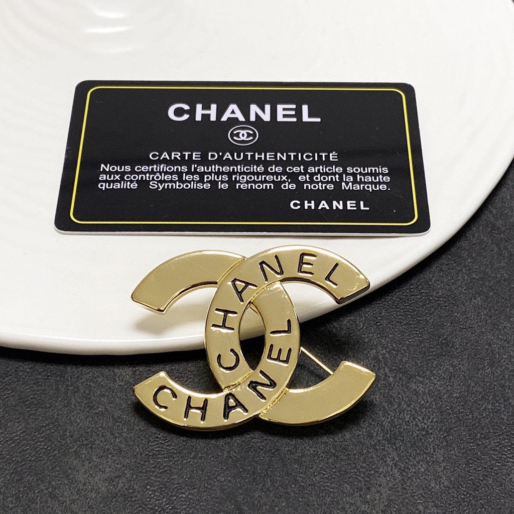 Chanel Script 18K Gold Brooch