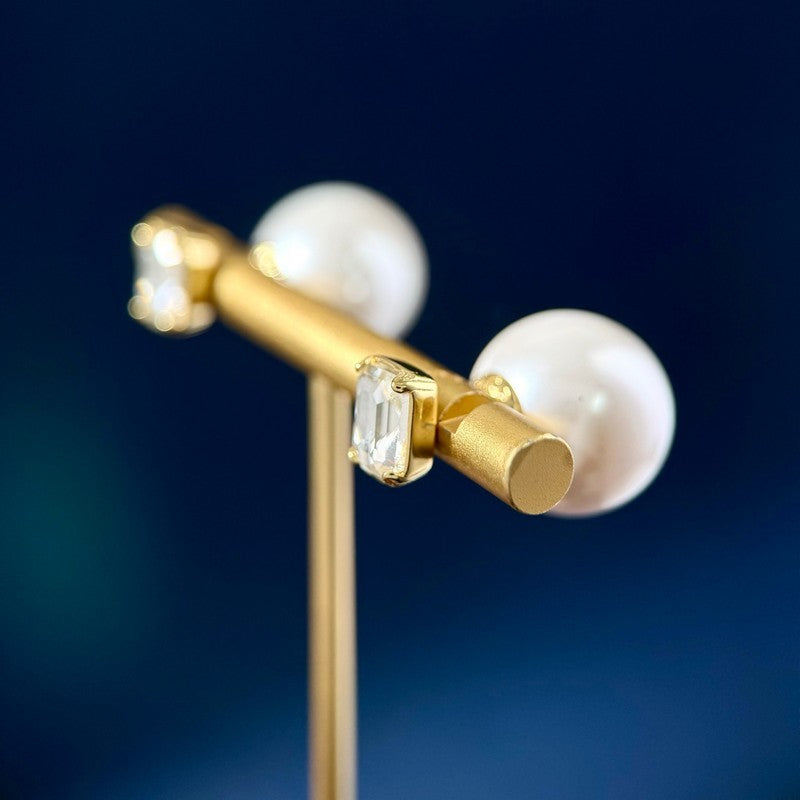 Dior Pearl Crystal 18K Gold Earrings
