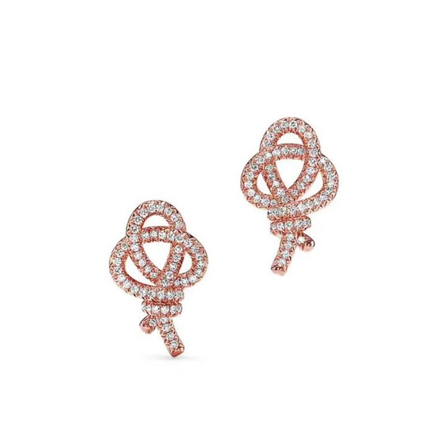 Tiffany Keys Woven Diamond 18K Gold Earrings