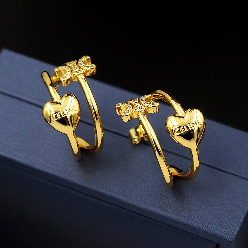 Celine Heart 18K Gold Earrings