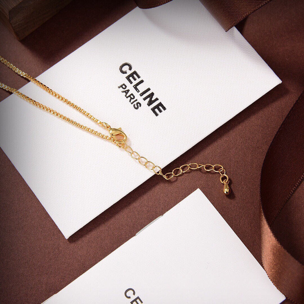 Celine Pink Heart Crystal 18K Gold Necklace