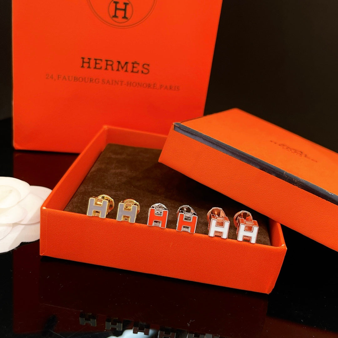 Hermes Cage D'H 18K Gold Earrings