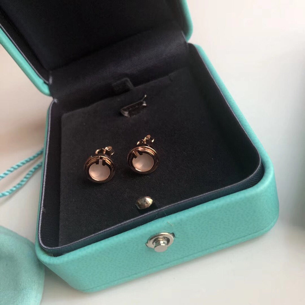 Tiffany Mother-Of-Pearl Circle 18K Gold Earrings