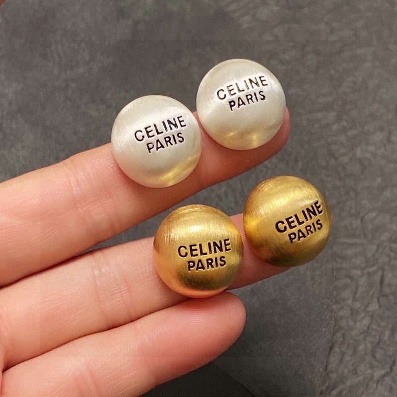 Celine Round 18K Gold Earrings