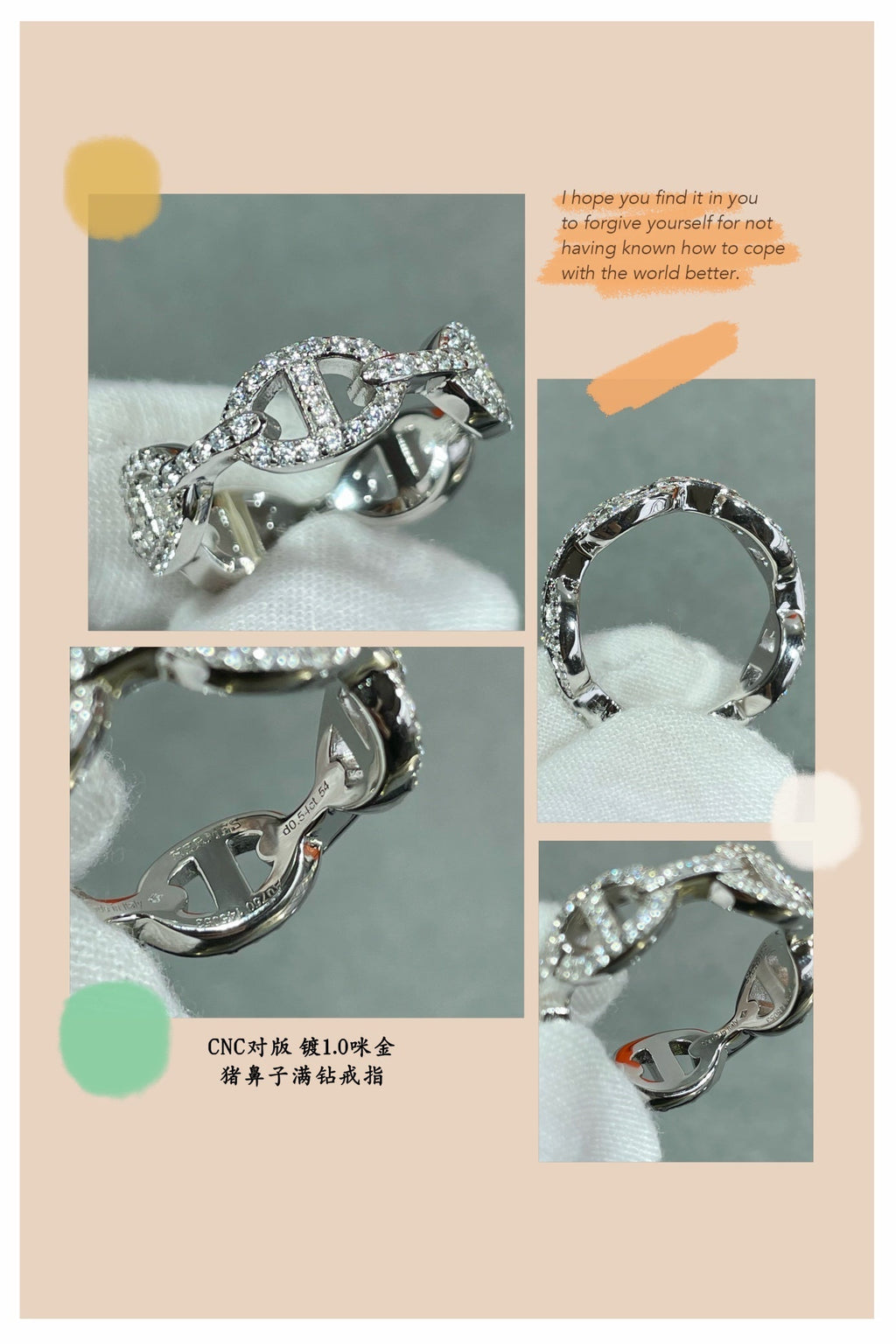 Hermes Chaine D'Ancre Enchainee Diamond 18K Gold Ring